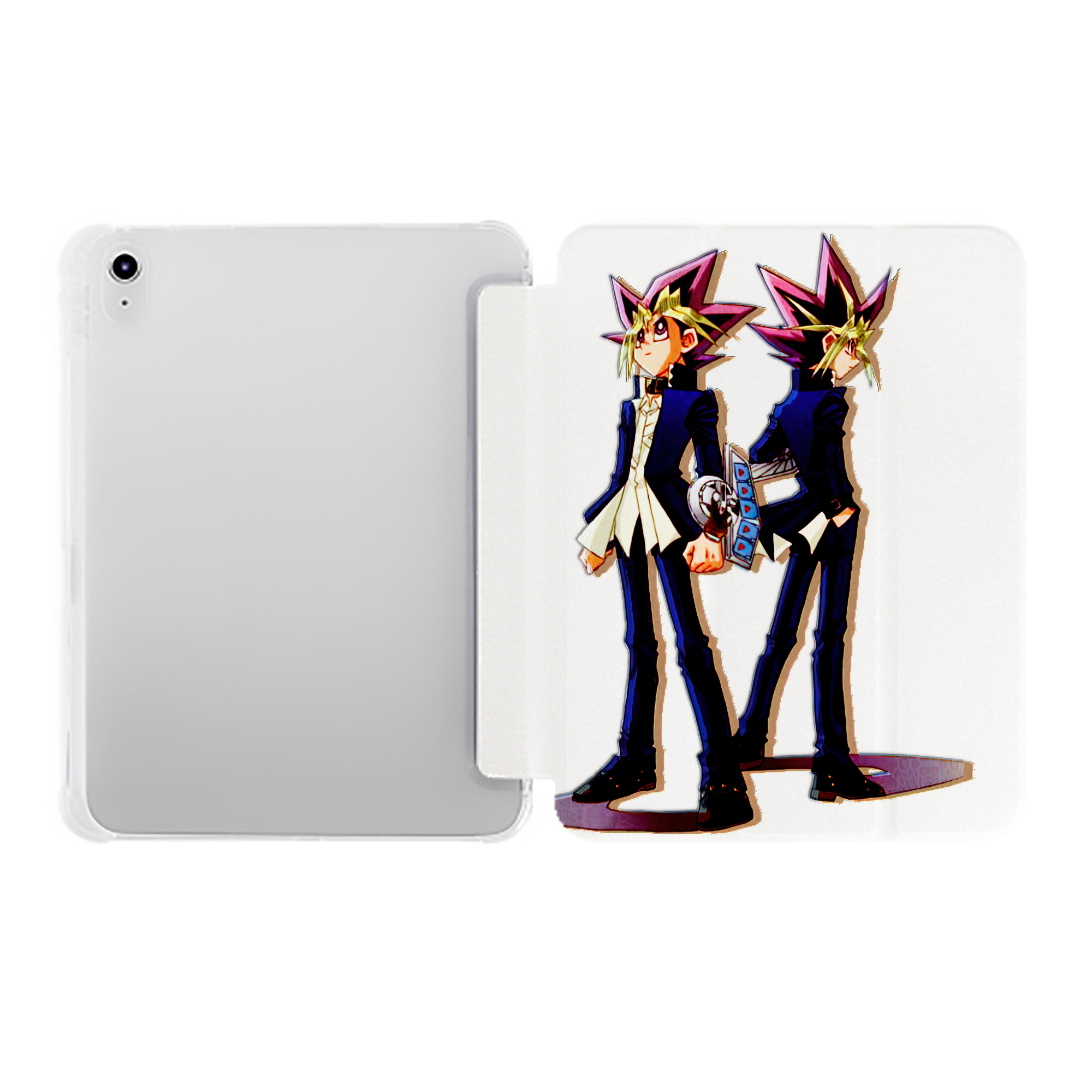 （画像用） 遊☆戯☆王 Yu-Gi-Oh! IPad ケース ペン収納付き 三つ折りスタンド PUレザー×シリコン 対応機種9.5/10.5/10.9インチ